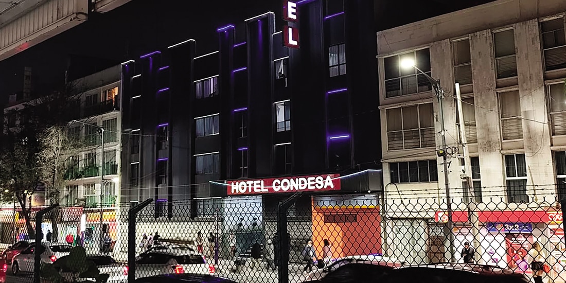 Fachada del Hotel Condesa, en la Calzada de Tlalpan, en diciembre pasado