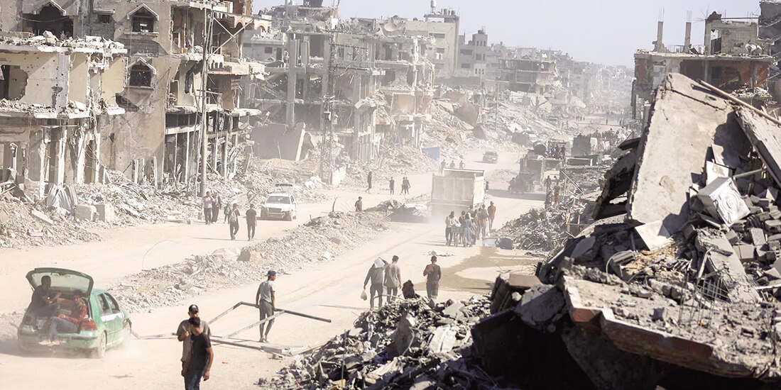 Así luce la ciudad de Gaza tras los múltiples bombardeos de Israel en dos años, ayer.